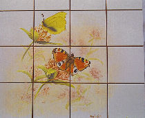  Fresque sur carrelage peinte à la main : Papilons.