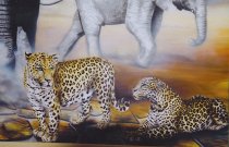Détail du trompe l'oeil : léopards ( dessins réalisés d'après modèles vivants ). 